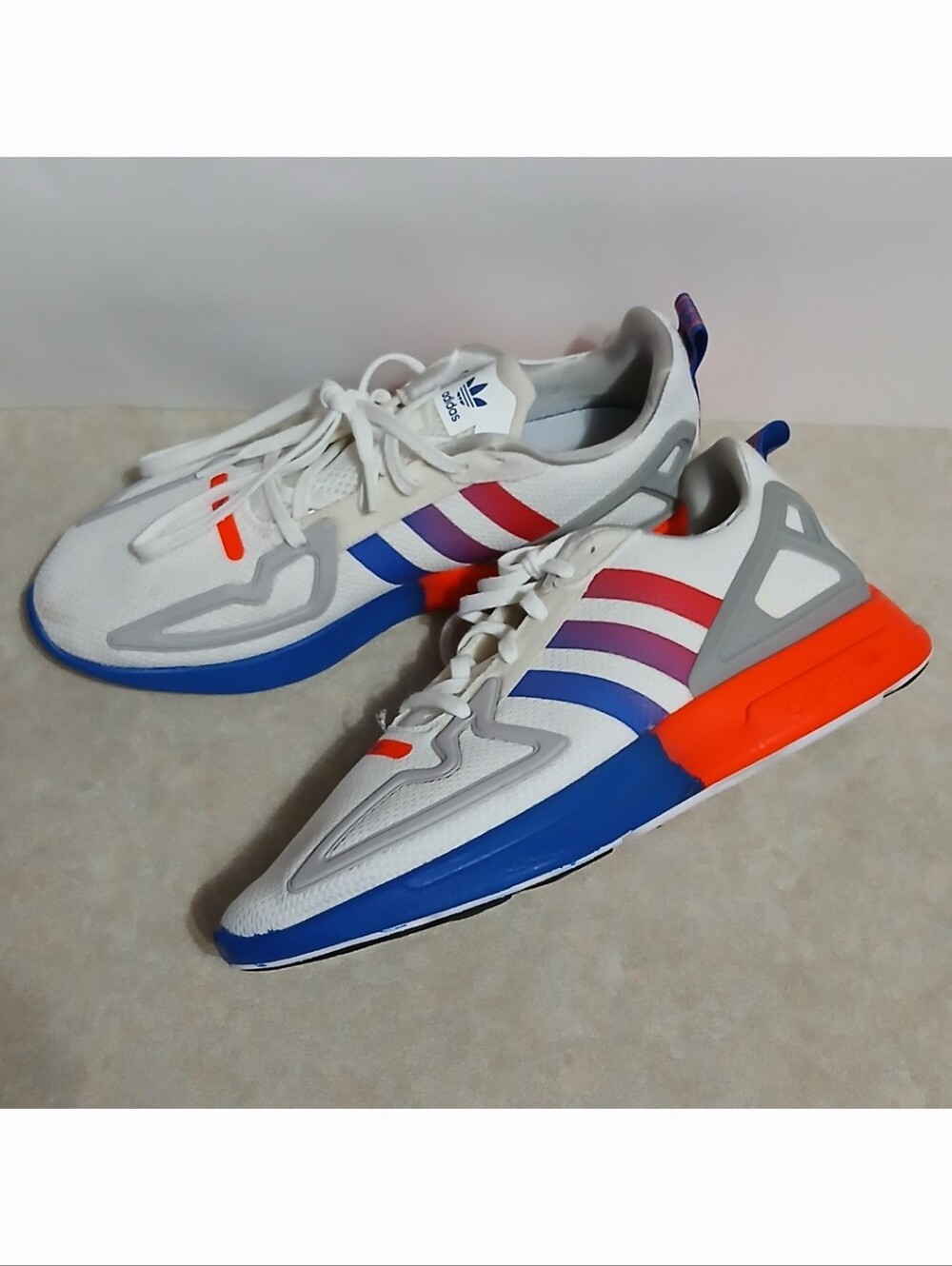 Adidas 3 Stripes ZX 2K Flux Shoes Men's Size 9.5 Sneakers Multicolor White